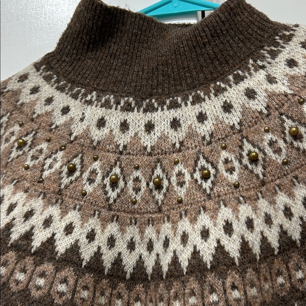 Joie Beige and Brown Patterned Sweater - Picture 3 of 7